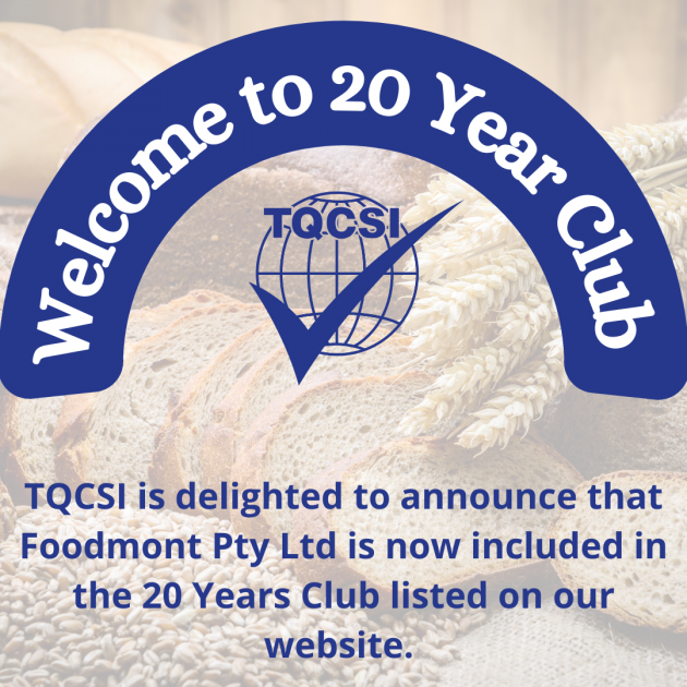 Foodmont 20 years certification